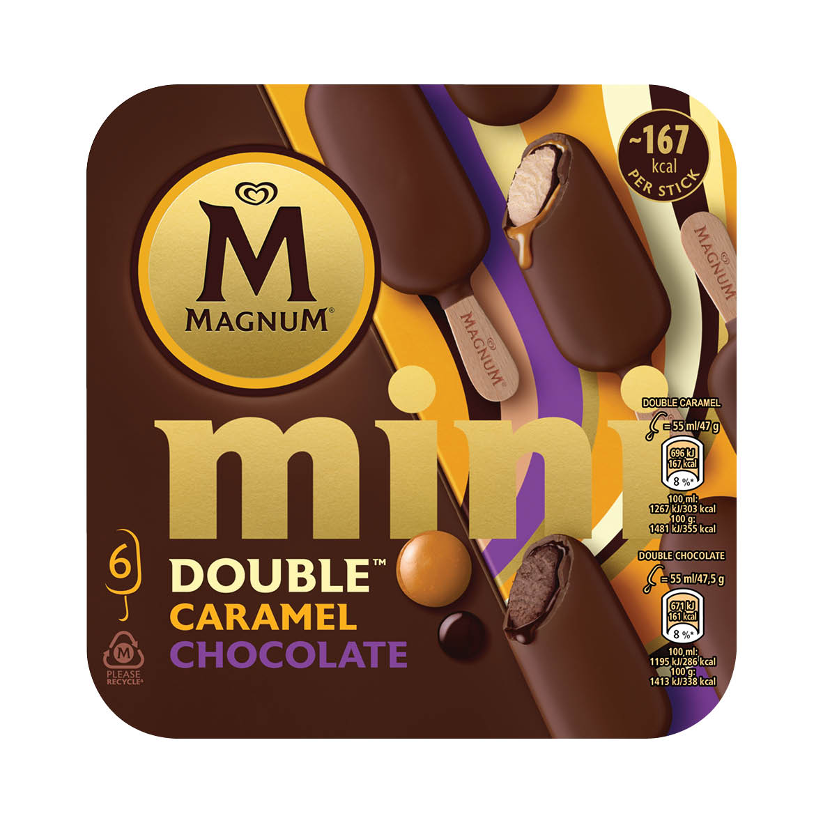 Magnum Mini Double Chocolate Caramel Multipack 6 Pcs - What's Instore