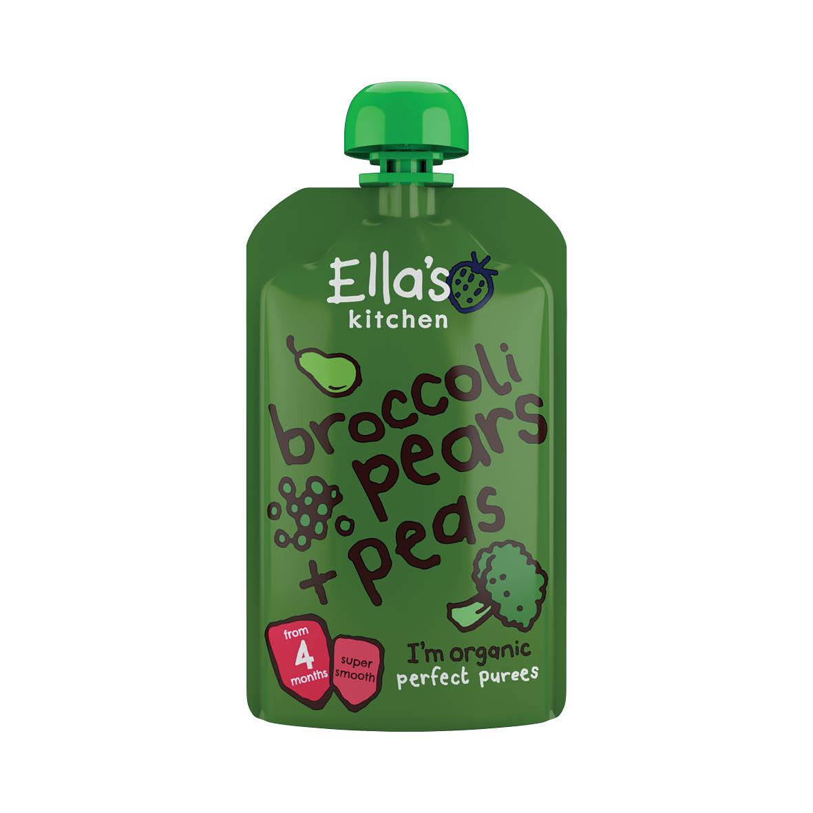 Ella's Kitchen Multi Flavour Pouches 4M+ Broccoli, Pears & Peas 120g