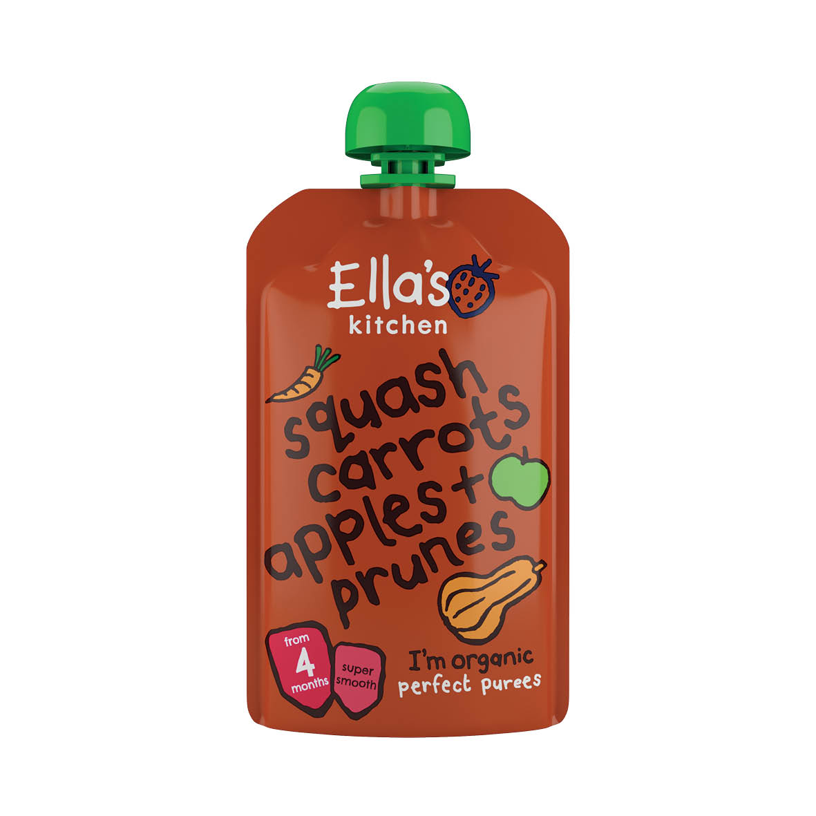 Ella's Kitchen Multi Flavour Pouches 4M+ Squash, Carrots, Apples & Prunes 120g