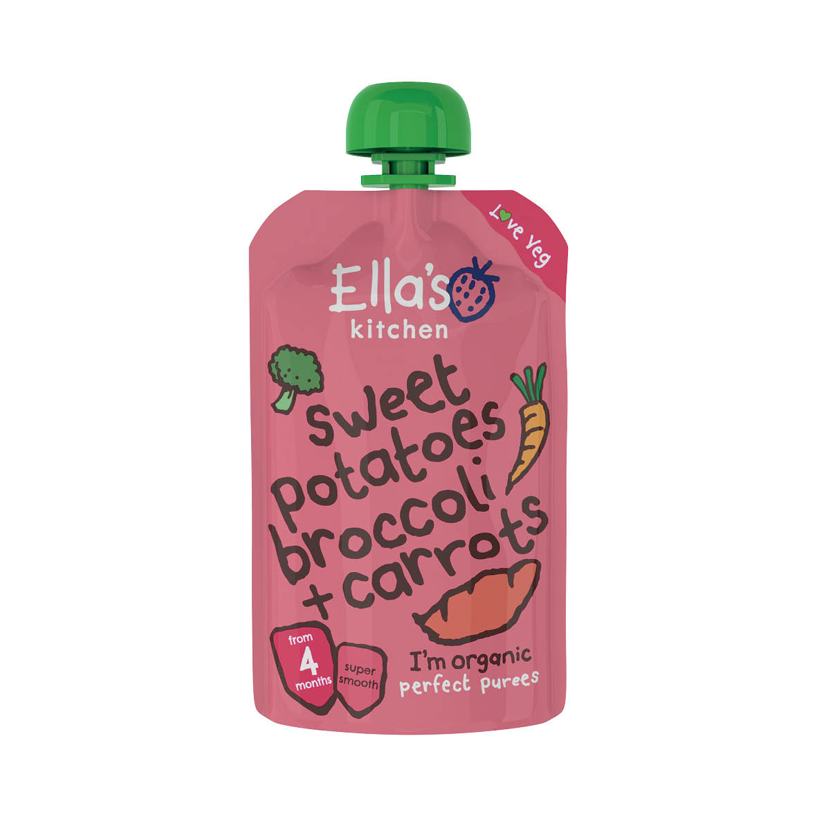 Ella's Kitchen Multi Flavour Pouches 4M+ Sweet Potatoes, Broccoli & Carrots 120g