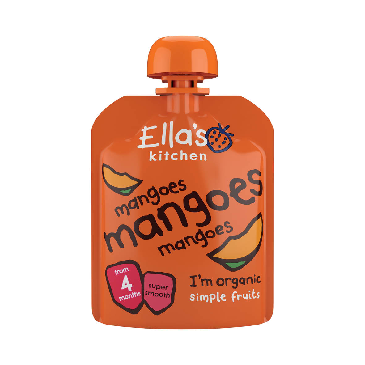 Ella's Kitchen Single Fruit Pouches First Taste 4M+ Mangoes Mangoes Mangoes 70g