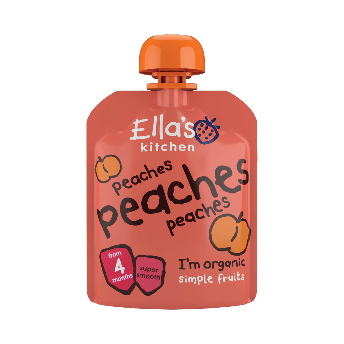 Ella's Kitchen Single Fruit Pouches First Taste 4M+ Peaches Peaches Peaches 70g