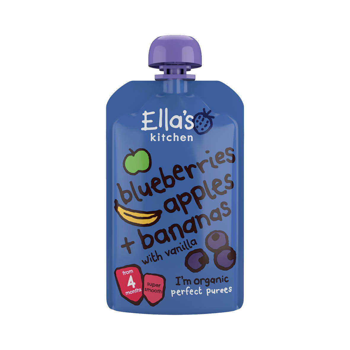 Ella's Kitchen Multi Flavour Pouches 4m+ Blueberries, Apples, Bananas & Vanilla 120g