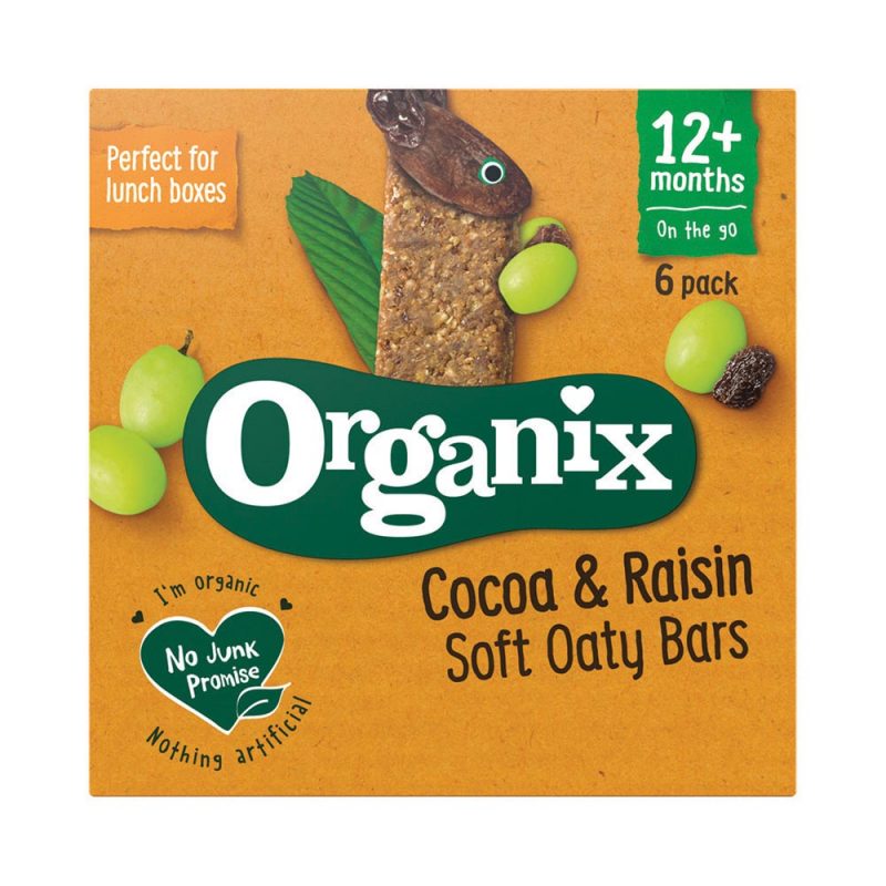 Organix Cocoa and Raisin Organic Soft Oaty Bars Multipack 12 Months+ 6x30g