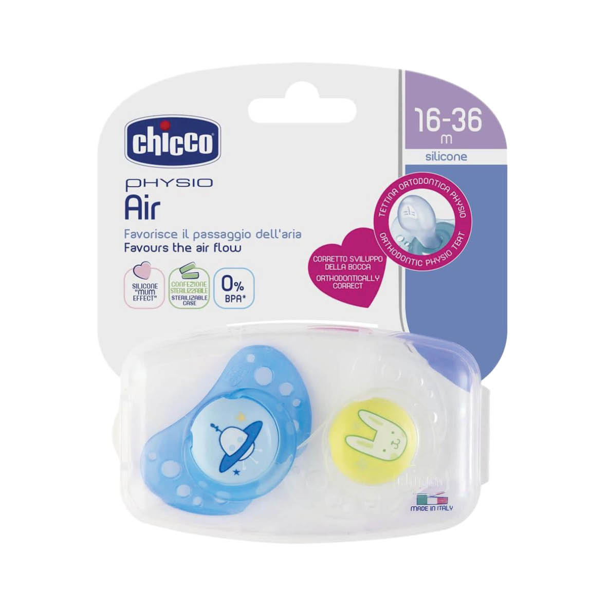 Chicco Soother Physio Air Boy 16-36M 2Pcs