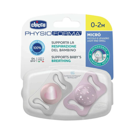 Chicco Soother Physio Micro Pink 0-2m 2 Pcs