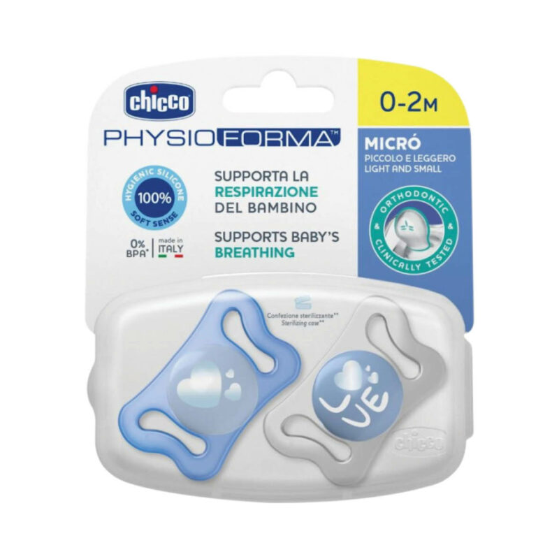 Chicco Soother Physio Micro Blue 0-2m 2 Pcs