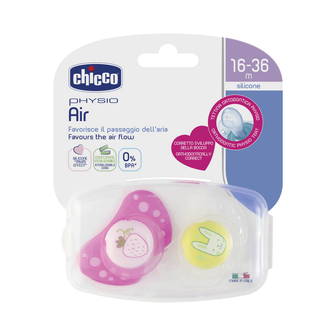 Chicco Soother Physio Air Girl 16-36M 2Pcs