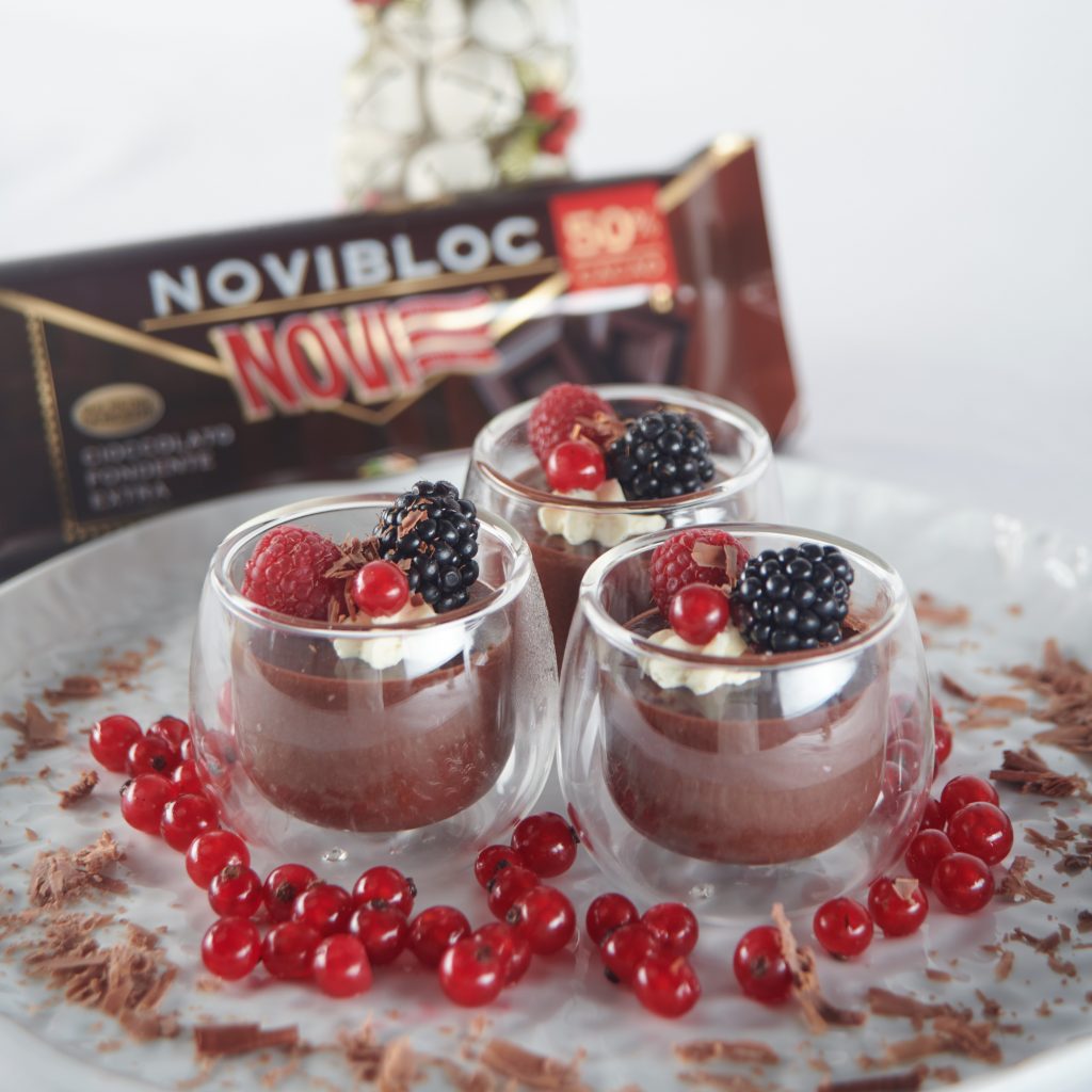 chocolate pudding made with Novi dark melting chocolate