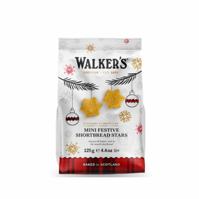 Walkers Bag of Mini Festive Shortbread Stars (resealable pack) 125g