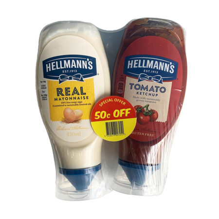 Hellmann's Real Mayonnaise-Squeezy + Tomato Ketchup 2x430ml